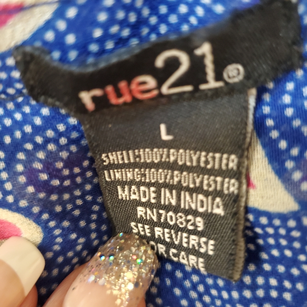 Rue 21 Blue Paisley Boho Romper | Open Back Resort Style Sz L - Picture 7 of 9